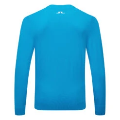 J.Lindeberg Gus Golf Sweater 7 J.Lindeberg Gus Golf Sweater -Golfausrüstungsgeschäft J.Lindeberg SS22 Gus Sweater GMKW04726 O253 Code SWLIN075 M Blue Danube Back
