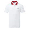 J.Lindeberg Glen Golf Polo Shirt 2 J.Lindeberg Glen Golf Polo Shirt -Golfausrüstungsgeschäft J.Lindeberg SS23 Glen Regular Fit Polo GMJT07614 0000 SHLIN183 White Chilli Pepper Russet Orange Front