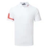 J.Lindeberg Heath Golf Polo Shirt 1 J.Lindeberg Heath Golf Polo Shirt -Golfausrüstungsgeschäft J.Lindeberg SS23 Heath Regular Fit Polo GMJT07621 G135 SHLIN174 Fiery Red White Front